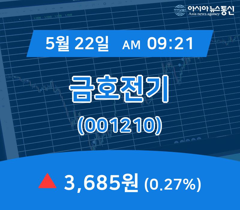 (증시보고) 22일 금호전기 현재주가 3,685원