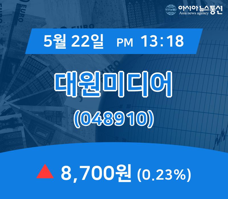 (국내주가정보) 22일 대원미디어 증시현황 8,700원