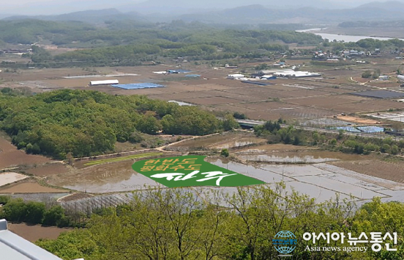 파주시, 도라전망대인근서통일·평화기원모내기시연