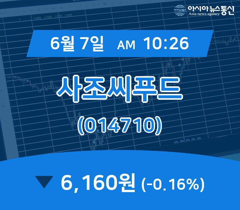 (주식종목) 7일 사조씨푸드 거래가격 6,160원