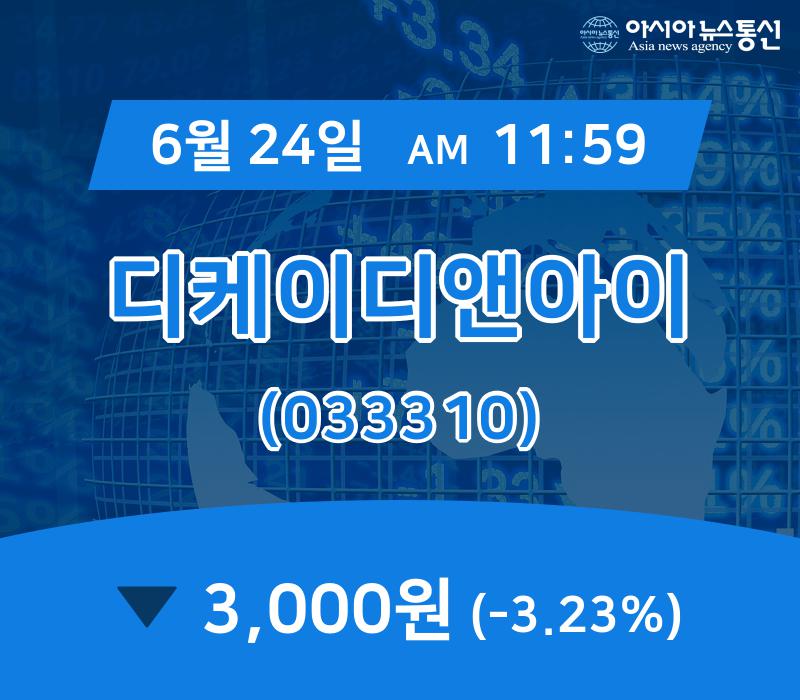 (국내주식시장현황) 24일 디케이디앤아이 현재가격 3,000원