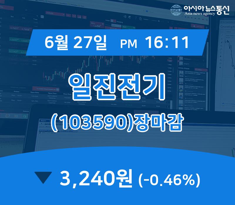 [특징주 종목정보] 일진전기 주가 3,240원 장 마쳐