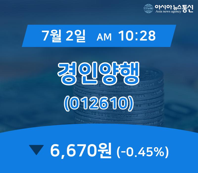 (국내주식시장현황) 2일 경인양행 현재가격 6,670원