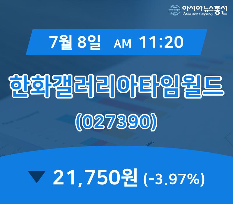 (아통경제) 8일 한화갤러리아타임월드 현재주가 21,750원