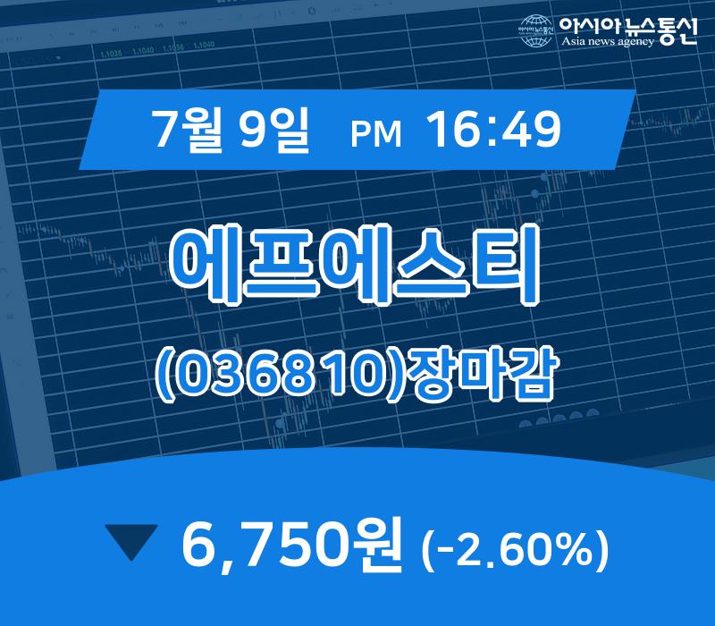 [특징주분석 매매동향] 에프에스티 주가 6,750원 마감해