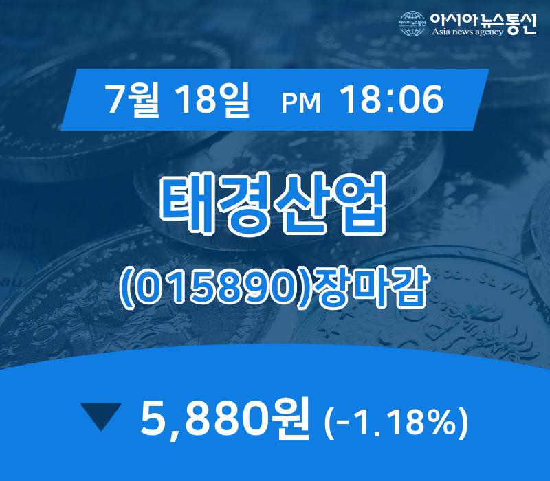 [특징주 매매동향] 태경산업 주가 5,880원 장 마쳐