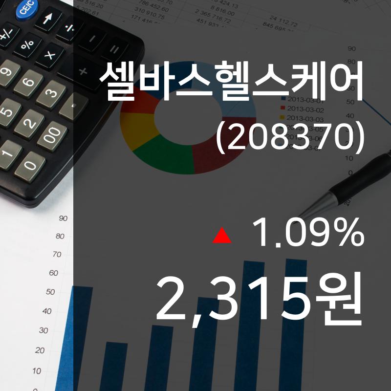 (증시실황) 24일 셀바스헬스케어 주가 2,315원