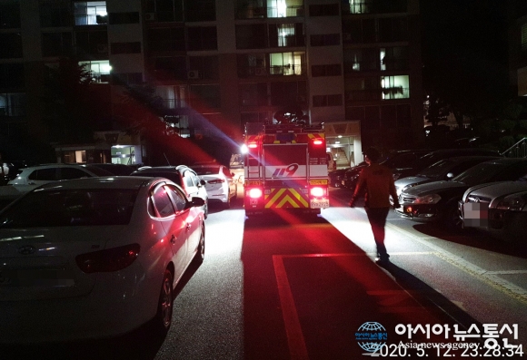충남 천안서북소방서, 야간 아파트 단지 소방차 출동로 확보 훈련