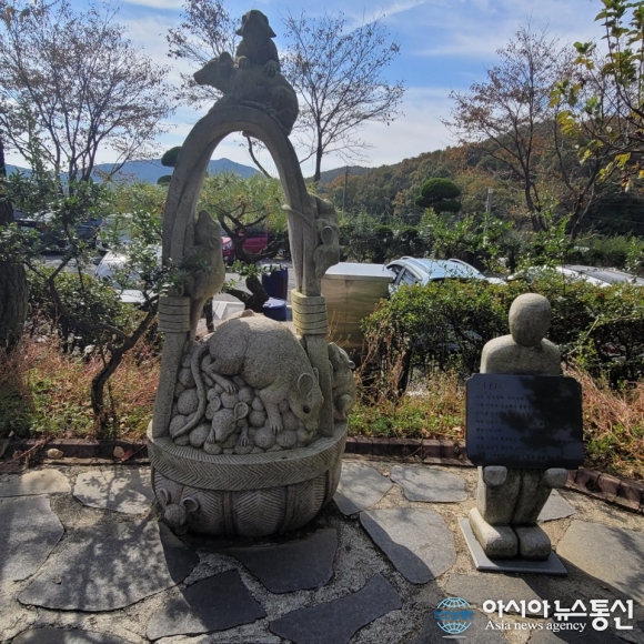 뒤웅박고을, 근검 절약 십이지 쥐의 석상