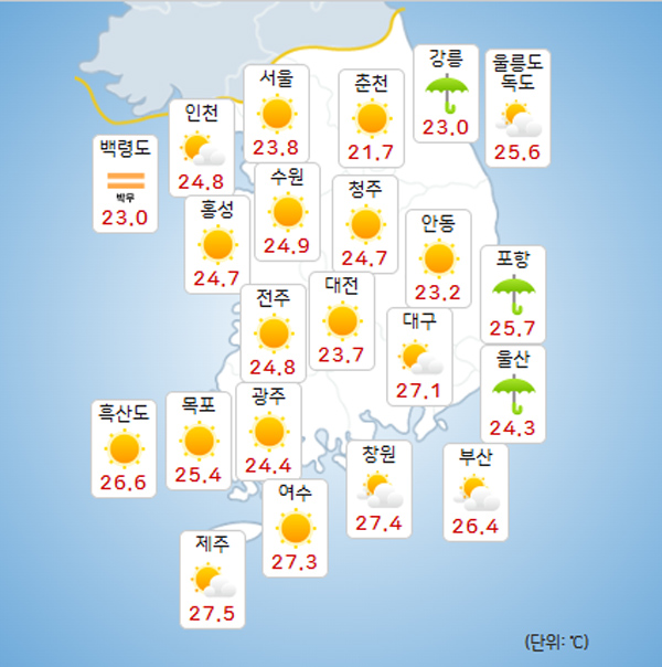 2024년 제10호 태풍 산산 현재위치 및 예상경로 등 오늘의 날씨 및 주말날씨!