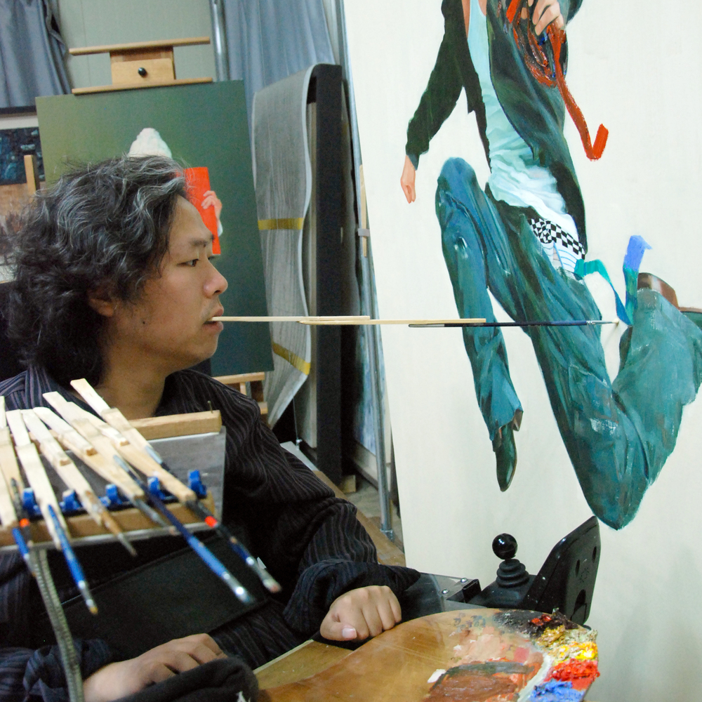 입과 발로 그림 그리는 구족화가들, 민화가와 함께 파리 패럴림픽 선전 기원 전시회