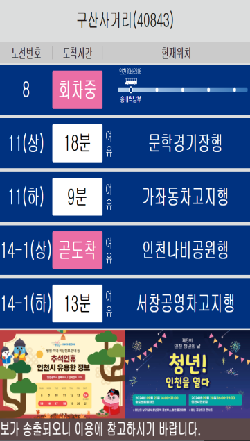 인천시, 차세대 버스정보안내판 전격 공개