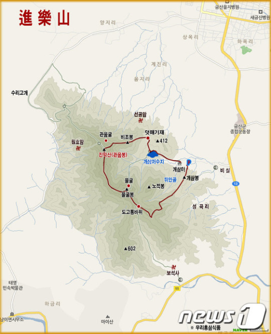 금산 진악산 등산로 회귀할 수 있게 개설