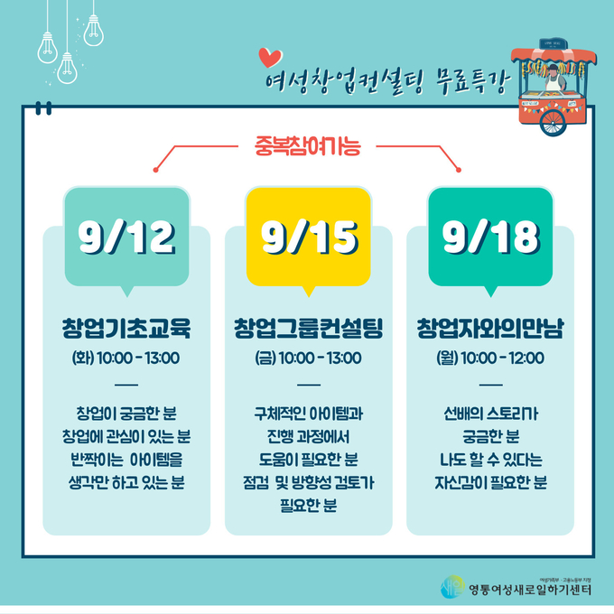 수원여성인력개발센터, 경력단절예방 여성 무료 창업컨설팅 개최
