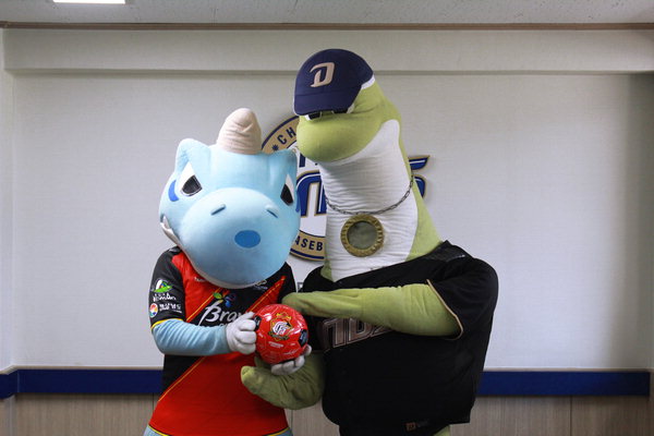 NC 마스코트 단디·쎄리, 오늘 경남FC 경기 응원