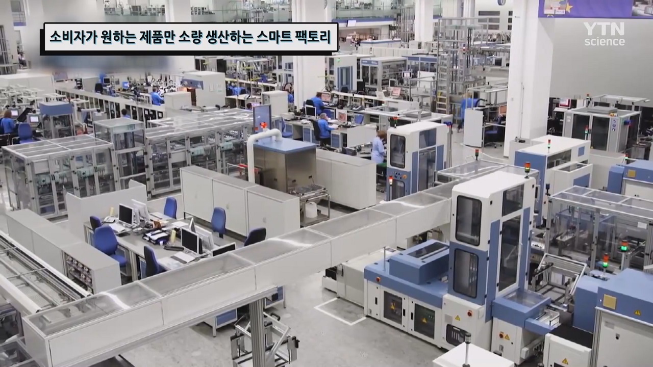 첨단 정보통신기술이 적용되어 소비자가 원하는 제품을 다양하게 생산하는 스마트 팩토리
