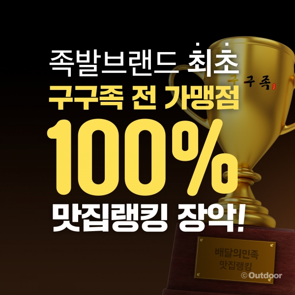 구구족, 전국 가맹점 100% 배달의 민족 맛집 랭킹 등극