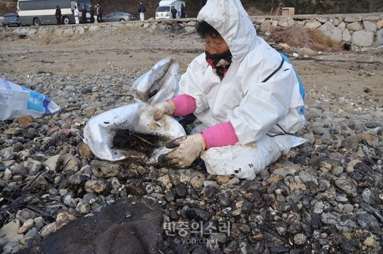 [르포] “주민들 나서 기름유출 막을 때 GS칼텍스와 정부는 뭐했나”