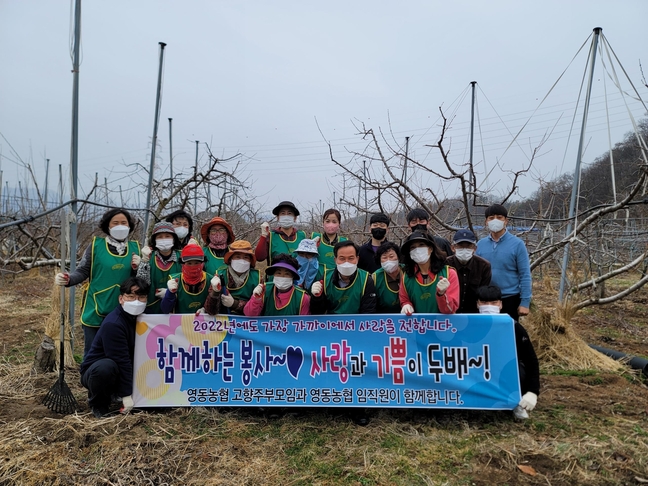 영동농협 고향 주부 모임, 양강면 농가 찾아 일손 돕기