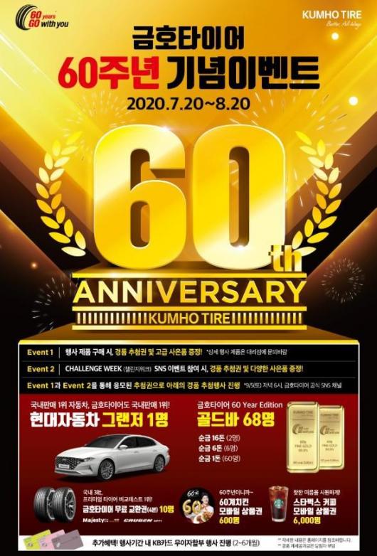금호타이어, 창립 60주년 ‘고 위드 유’ 프로모션…새로운 미래 도약위한 고객 성원 감사 이벤트