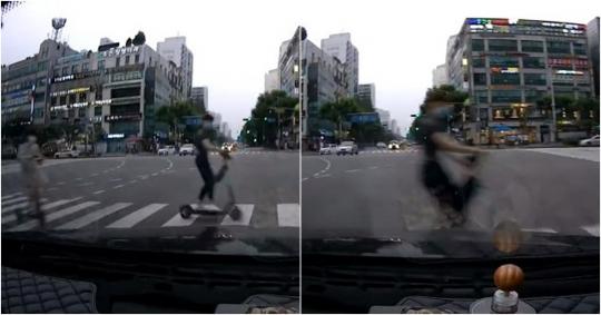 “사거리 지나가는데 무단횡단하는 킥보드 나타났습니다... 욕이 절로 나옵니다” (영상)