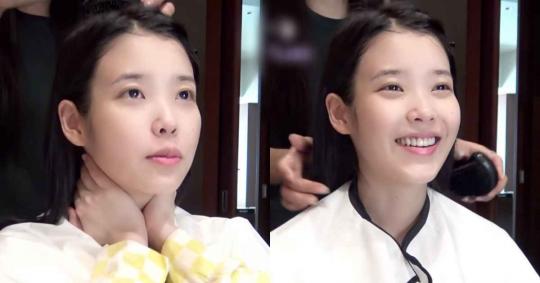 새벽 2시에 라면 먹고 자서 많이 부었다는 아이유 얼굴 (영상)