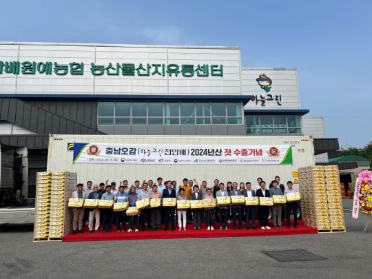천안 하늘그린 배, 미국 수출 본격화… 전 세계 10여 개국에 수출 확대