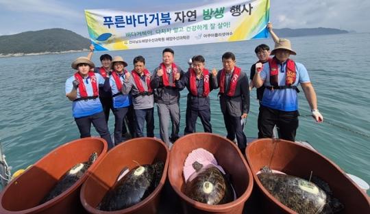 전남도해양수산과학관, 구조한 푸른바다거북 자연 품으로