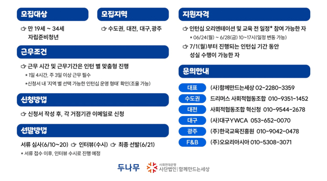 두나무, 자립준비청년 위한 ‘넥스트 잡’ 2차년도 인턴십 모집