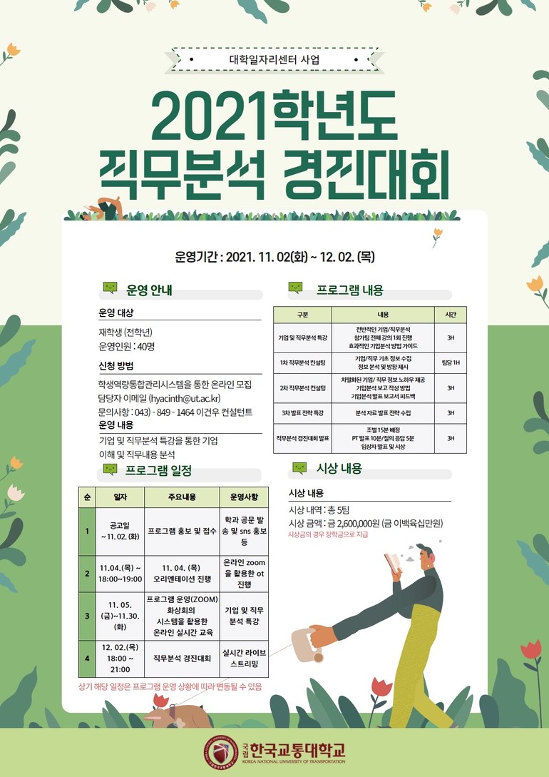 한국교통대 대학일자리개발원 2021 직무분석 경진대회 개최