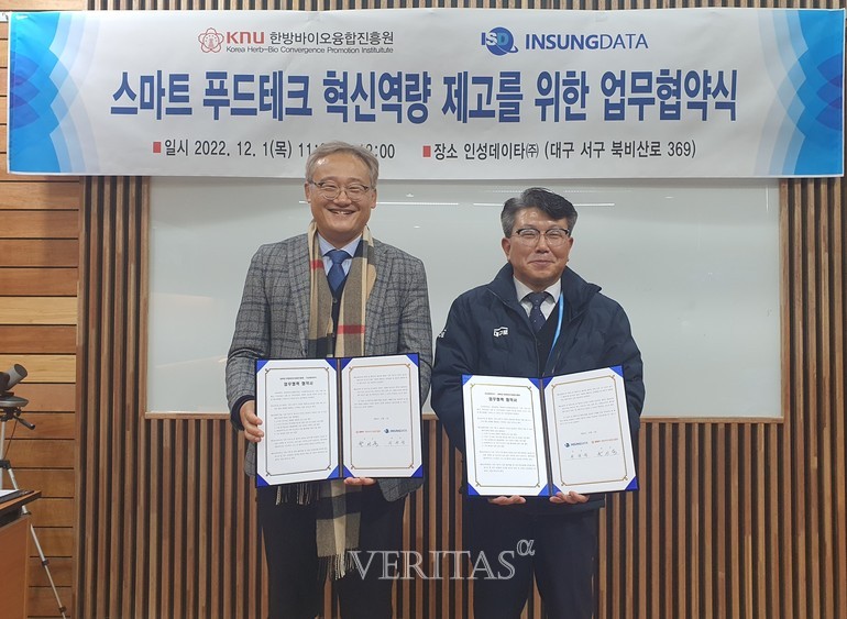 경북대 한방바이오융합진흥원-인성데이타 스마트 푸드테크 혁신역량 제고 업무협약 체결