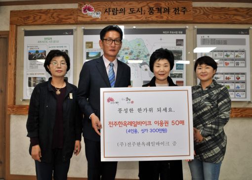 (주)전주한옥레일바이크,  300만원 상당 이용권 기증
