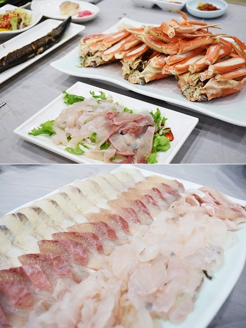 죽도시장 맛집 동남회식당, 별미 특미물회 제공