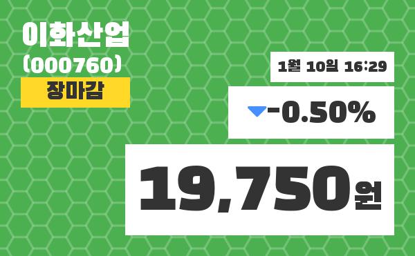 (10일공감주가마감)이화산업 19750원 마감
