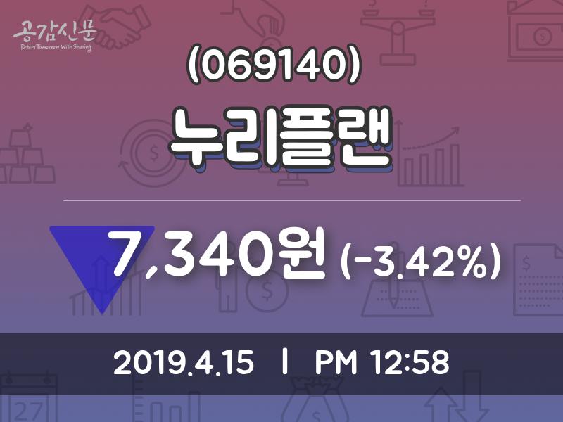4월 15일   누리플랜 오늘시세 및 종목동정과 증시정보