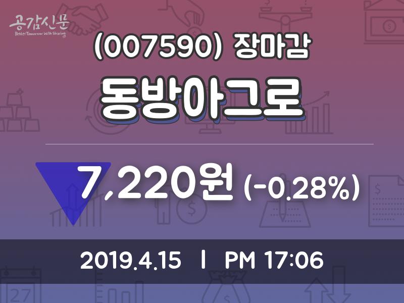 (15일마감증시)동방아그로 7220원 마감