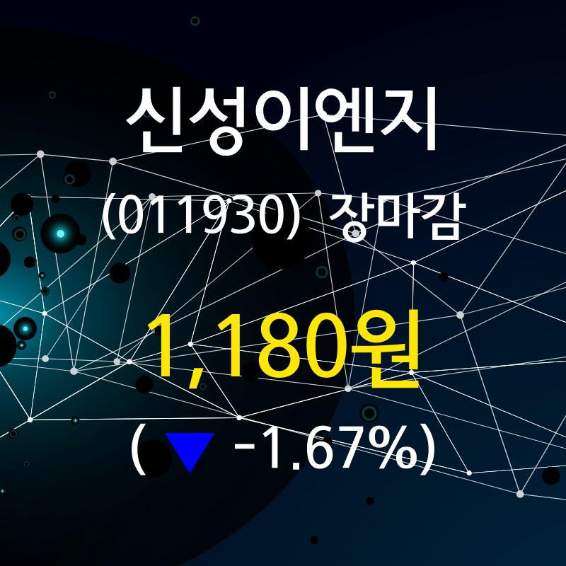 (25일주가마감정보) 신성이엔지 주가 1180원으로 장 마감