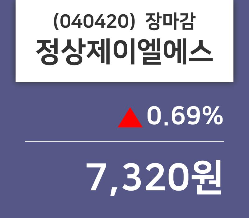 (8일마감주가정보)정상제이엘에스 7320원 마감