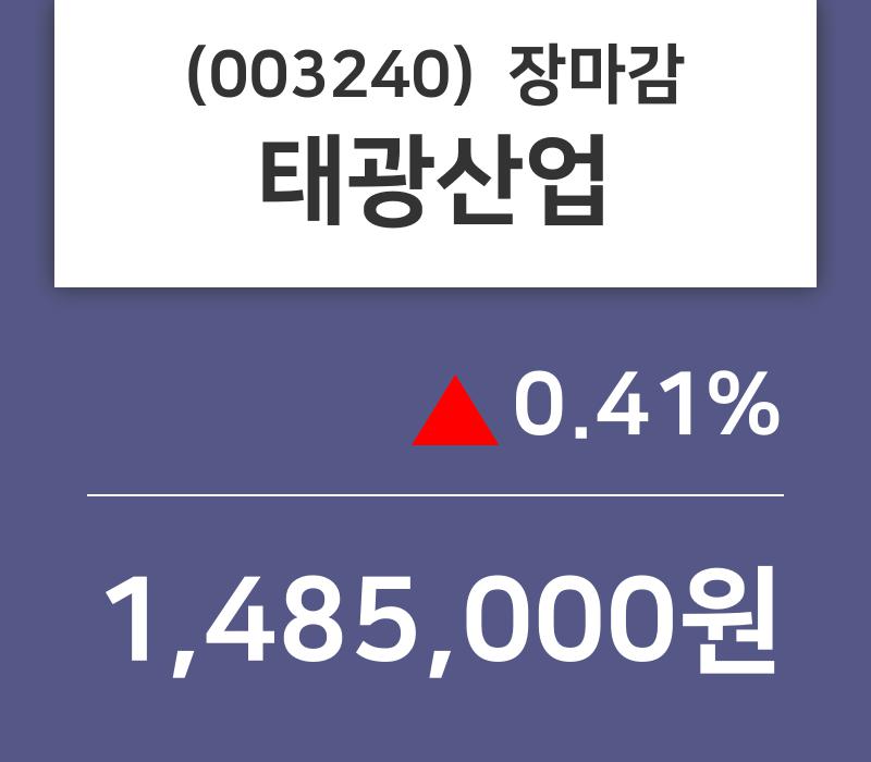 (16일마감주가정보)태광산업 1485000원 마감