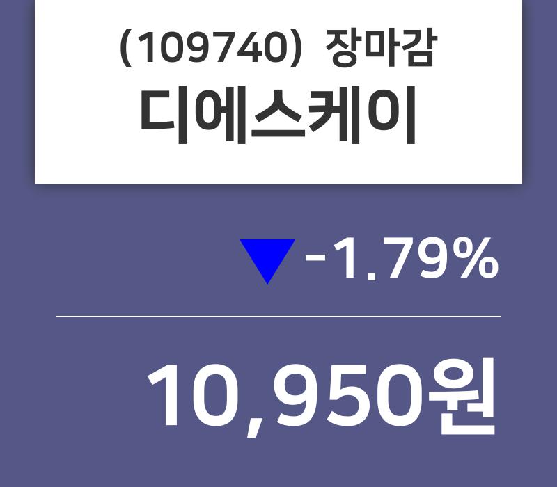 (4일마감정보)디에스케이 10950원 마감