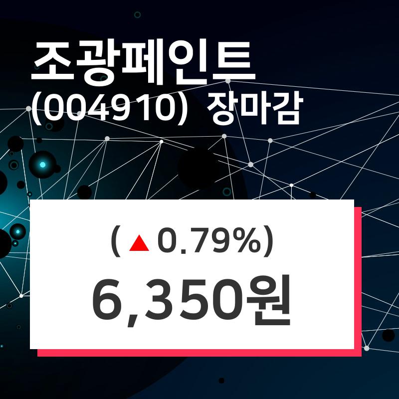 (5일마감주가정보) 조광페인트 주가 6350원으로 장 마감