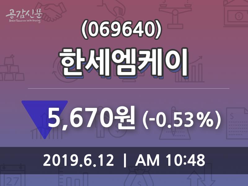 6월 12일   한세엠케이 종목 그래프