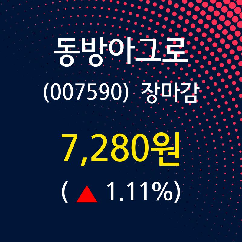 (13일마감증시)동방아그로 7280원 마감