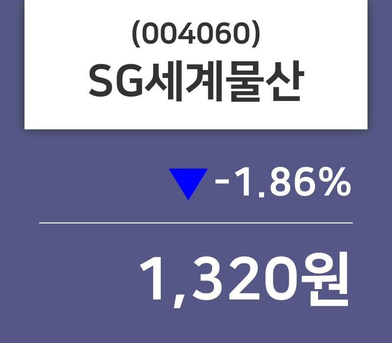 SG세계물산 주가증권그래프  및 주식시황 18일  현재 1320원
