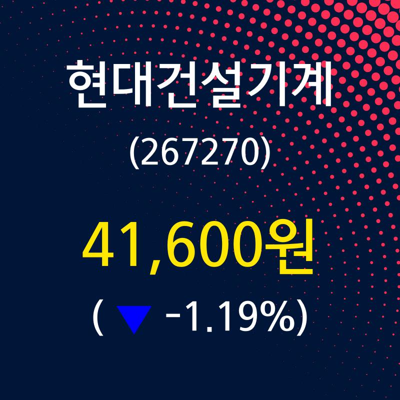 현대건설기계주가 6월 18일 현재 41600원