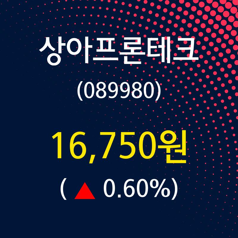 상아프론테크 주가및 증권시세  및 증권정보와 종목동정 20일  현재 16750원
