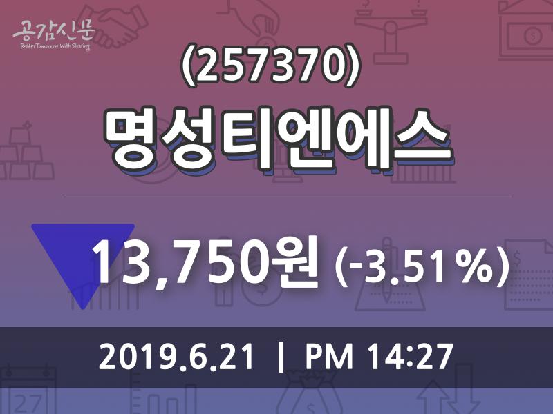 명성티엔에스주가 6월 21일 현재 13750원