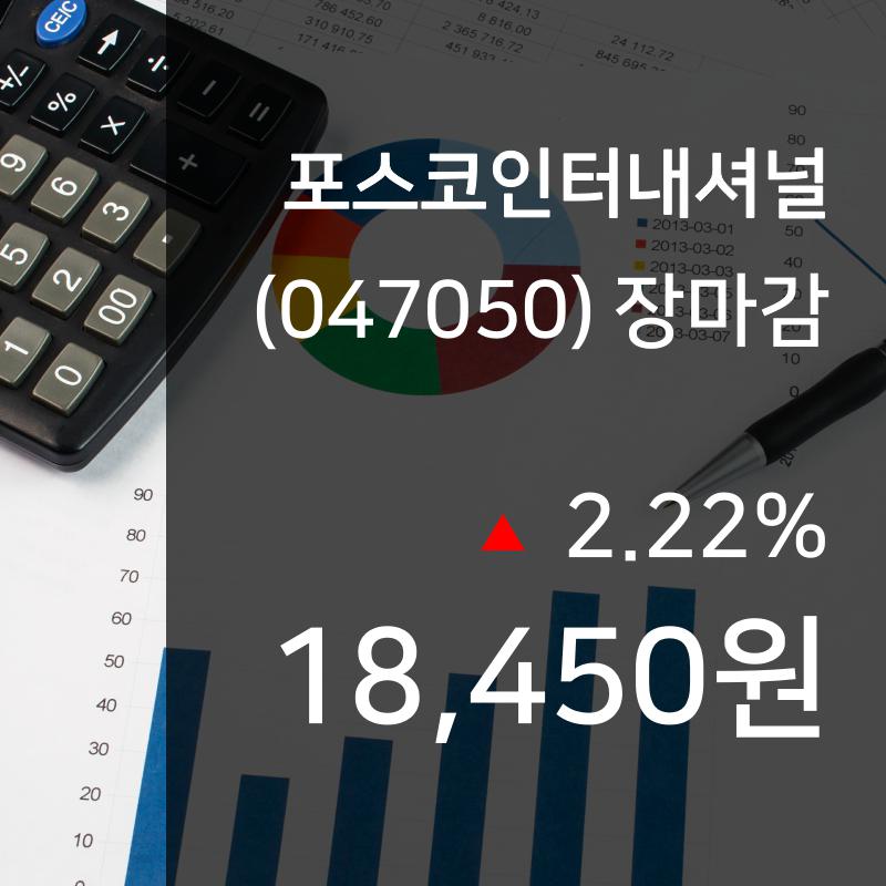 (25일주식장마감동향) 포스코인터내셔널 주가 18450원으로 장 마감