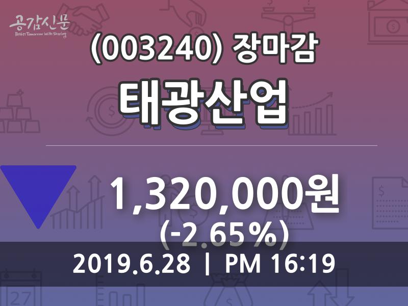 (28일증시종목 마감동향)태광산업 1320000원 마감