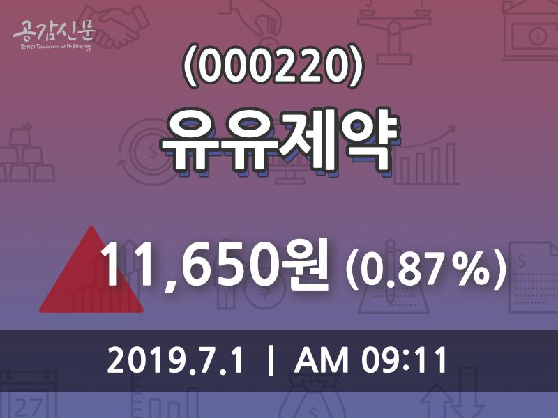 유유제약 주가오늘시세 및 주식시황 1일  현재 11650원